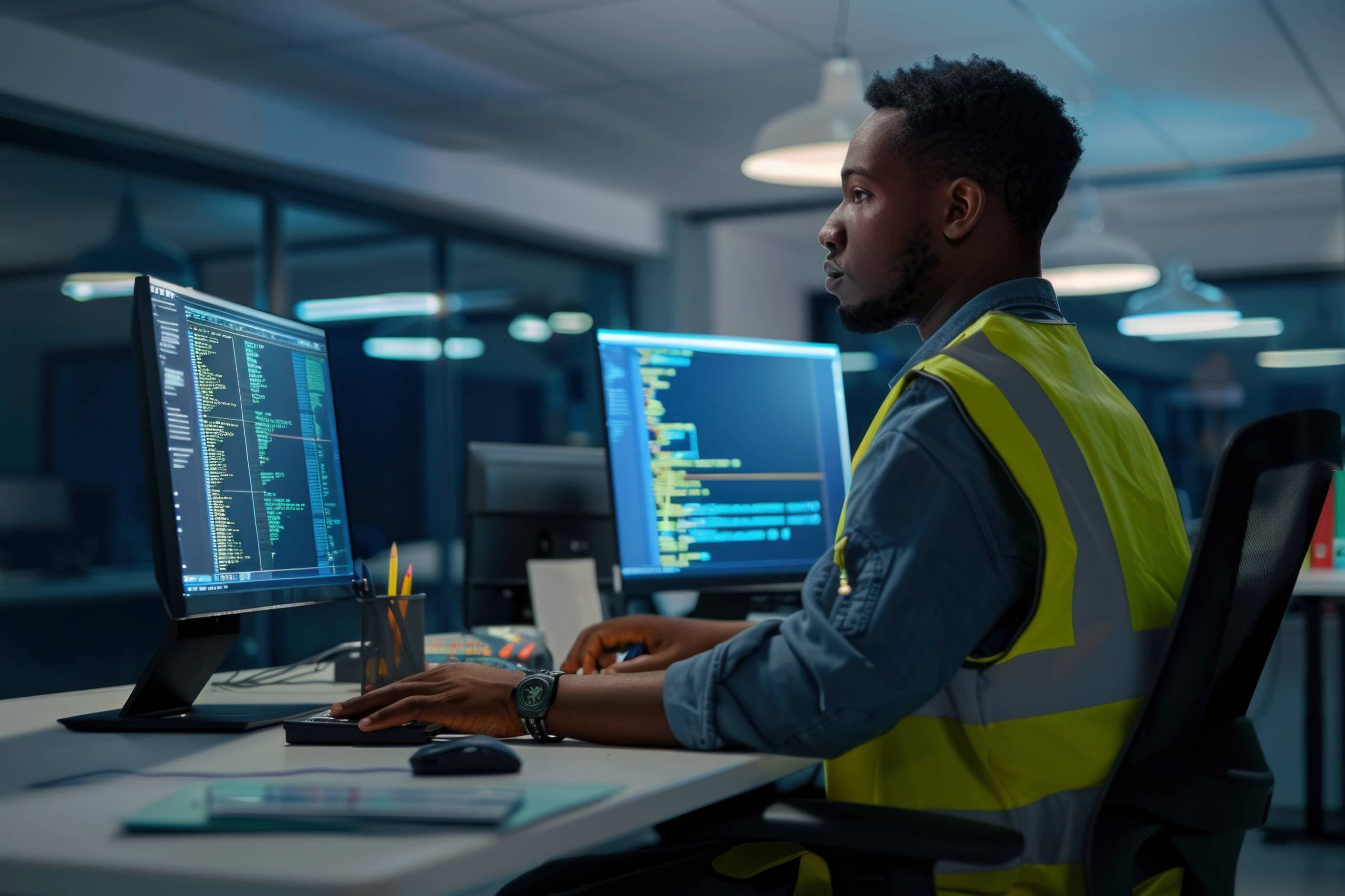 Tech professionals working together